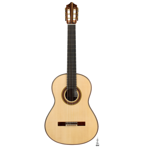 The front of a 2026 Otto Vowinkel classical guitar made of spruce and CSA rosewood