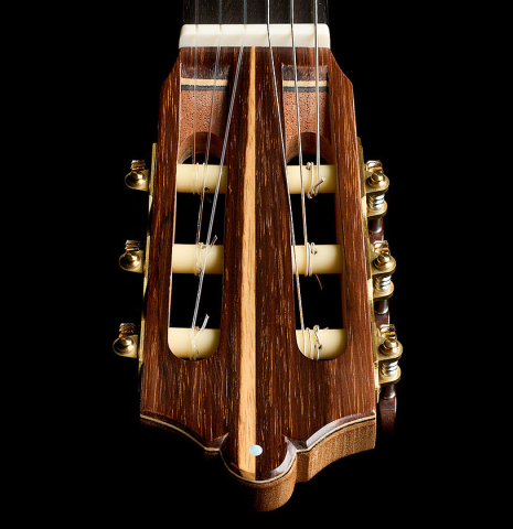 The headstock and tuning machines of a 2026 Otto Vowinkel classical guitar made of spruce and CSA rosewood