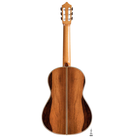 The back of a 2015 Otto Vowinkel classical guitar made of spruce and CSA rosewood