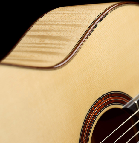 The soundboard and rib of an Otto Vowinkel "2a" classical guitar made with spruce top and maple back and sides.