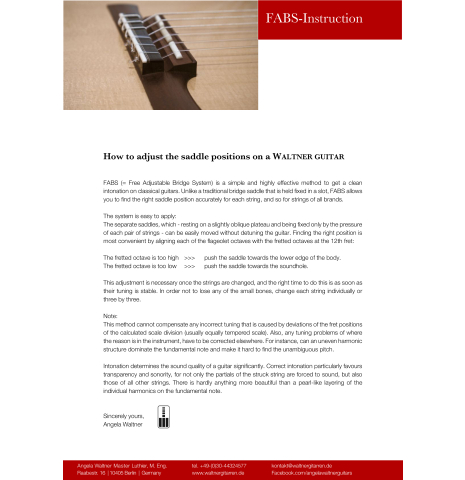 The "FABS" system ("Free Adjustable Bridge System") used by Berlin-based German luthier Angela Waltner