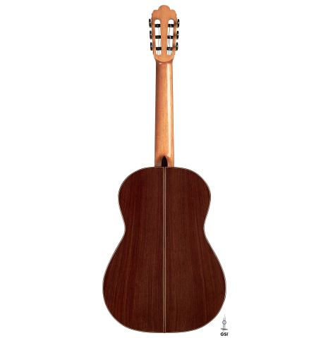 The back of a 2022 Dominik Wurth "Torres" classical guitar with Tornavoz SP/IN