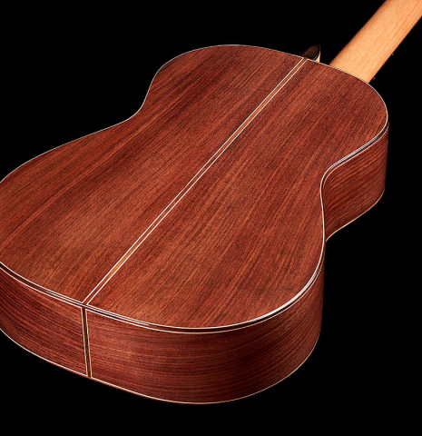 The back of a 2022 Dominik Wurth "Torres" classical guitar with Tornavoz SP/IN