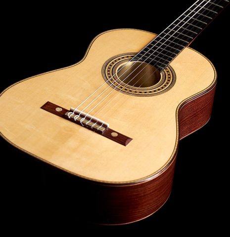 The front of a 2022 Dominik Wurth "Torres" classical guitar with Tornavoz SP/IN