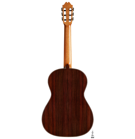 The back of a 2024 Silvia Zanchi classical guitar made of spruce and Indian rosewood