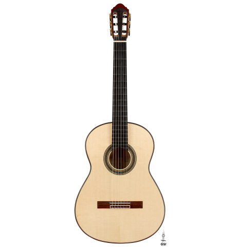 The front of a 2025 Antonio Zwirn classical guitar made of spruce and cocobolo