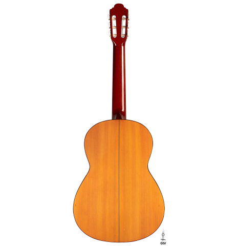 The back of a 2012 Marlon Navarro Alvarez Student Flamenco guitar made of spruce and cypress
