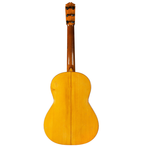 The back of a 1950 Marcelo Barbero (ex Manolo Sanlucar) flamenco guitar made of spruce and cypress