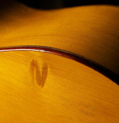 The back and sides of a 1950 Marcelo Barbero (ex Manolo Sanlucar) flamenco guitar made of spruce and cypress