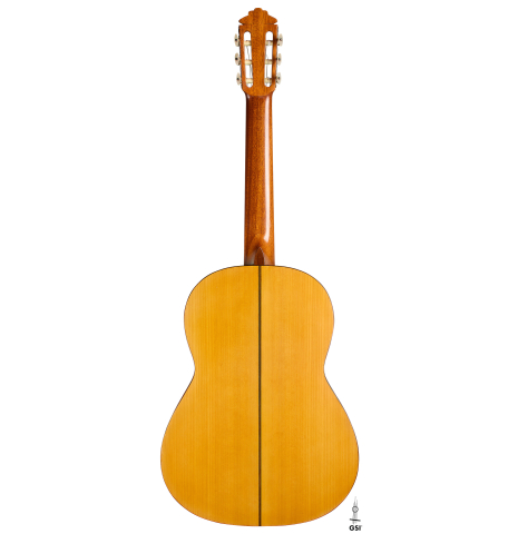 The back of a 1966 Marcelo Barbero (Hijo) flamenco guitar made of spruce and cypress