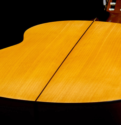 The back and sides of a 1995 Francisco Barba flamenco guitar made of cedar and cypress