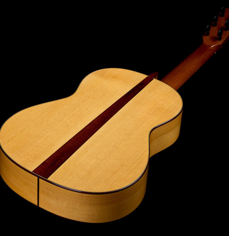The back and sides of a 2026 Jakob Biehler "Flamenca Blanca" with pegs made of spruce and cypress