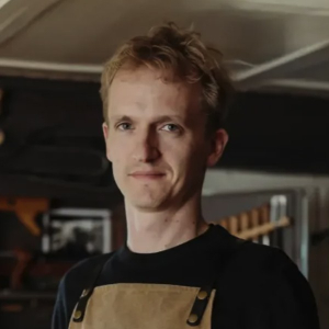 Jakob Biehler, German classical and flamenco guitar maker, in his workshop