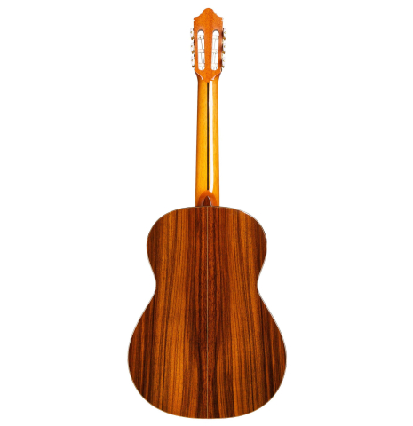 The back of a Hermanos Camps "Primera Negra" flamenco guitar made of spruce and Indian rosewood