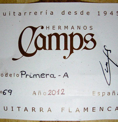 2012 Hermanos Camps &quot;Primera A&quot; SP/CY