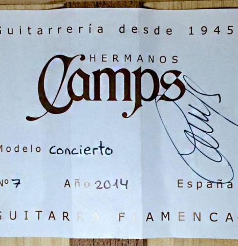 2014 Hermanos Camps "Concierto Blanca" SP/CY