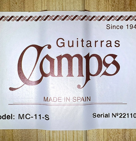 2021 Hermanos Camps "MC-11-S Blanca" SP/CY