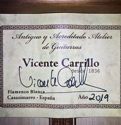 2019 Vicente Carrillo "Blanca" SP/CY