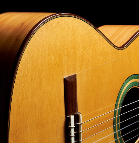 This is the top and sides of a 2007 Juan Miguel Carmona flamenco guitar made with spruce and cypress