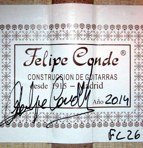 2014 Felipe Conde "FC 26" w/pegs SP/CY