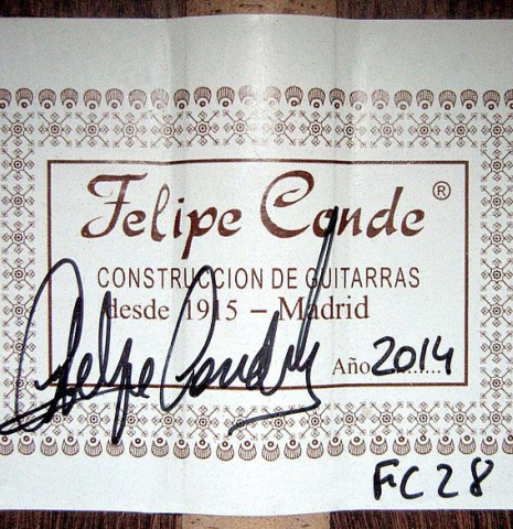 2014 Felipe Conde "FC 28" w/pegs SP/CSAR