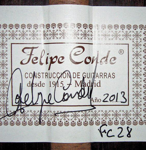 2013 Felipe Conde "FC 28" w/pegs SP/CSAR