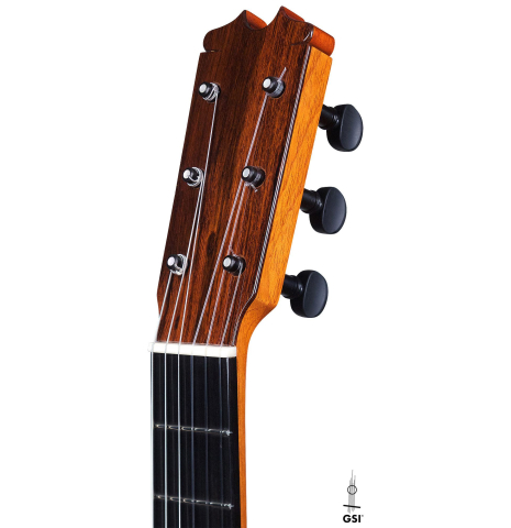 The traditional pegs of a 2018 Felipe Conde &quot;Pepe Habichuela&quot; flamenco guitar made of spruce and cypress