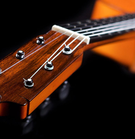 The traditional pegs of a 2018 Felipe Conde &quot;Pepe Habichuela&quot; flamenco guitar made of spruce and cypress