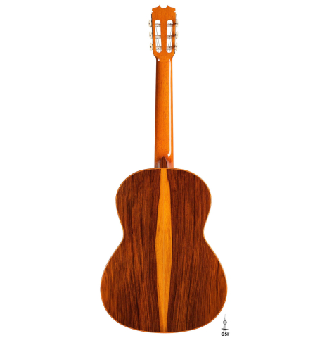 The back of a 2019 Felipe Conde "Reedicion 1975" flamenco guitar made with spruce top and pau ferro back and sides 