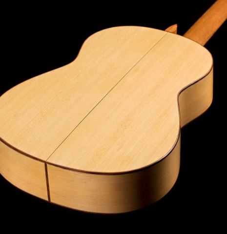 The back and sides of a 2019 Felipe Conde &quot;FP 16&quot; flamenco guitar made of spruce and cypress