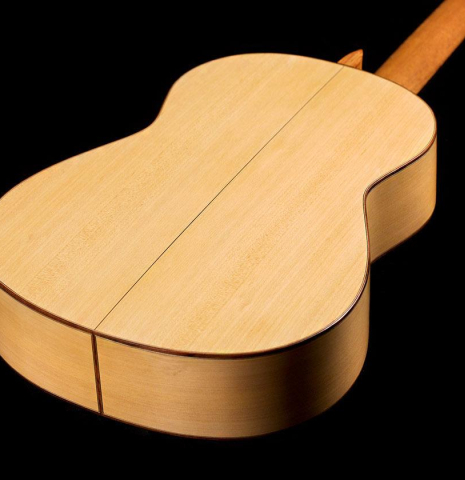 The back and sides of a 2019 Felipe Conde "FP 16" flamenco guitar made of spruce and cypress