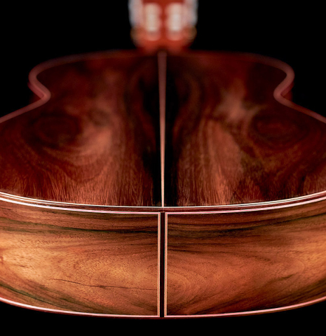 The back and lower bout of a 2021 Felipe Conde &quot;Reedicion 1974&quot; made of redwood and CSA rosewood.
