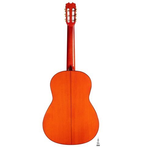 The back of a 2024 Felipe Conde "A 26 Especial" flamenco guitar made of spruce and cypress