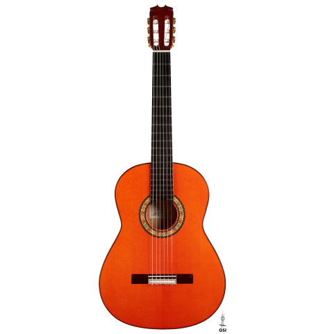 The front of a 2024 Felipe Conde "A 26 Especial" flamenco guitar made of spruce and cypress