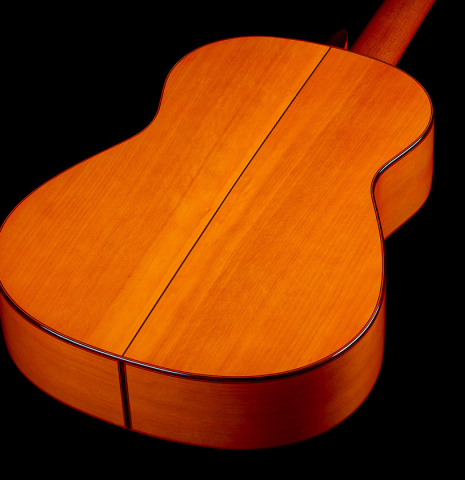 The back and sides of a 2016 Felipe Conde "FC 26" flamenco guitar made of spruce and cypress