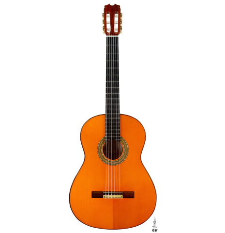 The front of a 2016 Felipe Conde "FC 26" flamenco guitar made of spruce and cypress