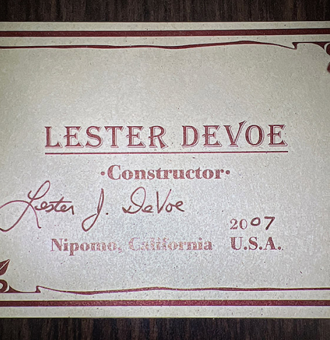 2007 Lester DeVoe "Negra" SP/IN (ex Antonio Rey)