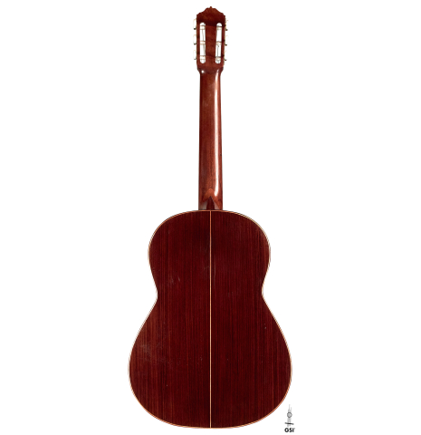 The back of a 1959 Viuda y Sobrinos de Domingo Esteso made by Conde Hermanos with spruce and Indian rosewood.  