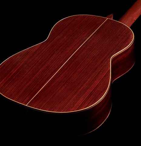 The back of a 1959 Viuda y Sobrinos de Domingo Esteso made by Conde Hermanos with spruce and Indian rosewood.  