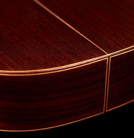 The back of a 1959 Viuda y Sobrinos de Domingo Esteso made by Conde Hermanos with spruce and Indian rosewood.  