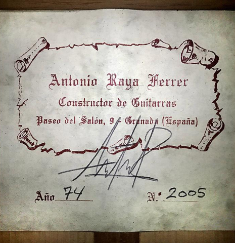 2005 Antonio Raya Ferrer "Blanca" SP/CY
