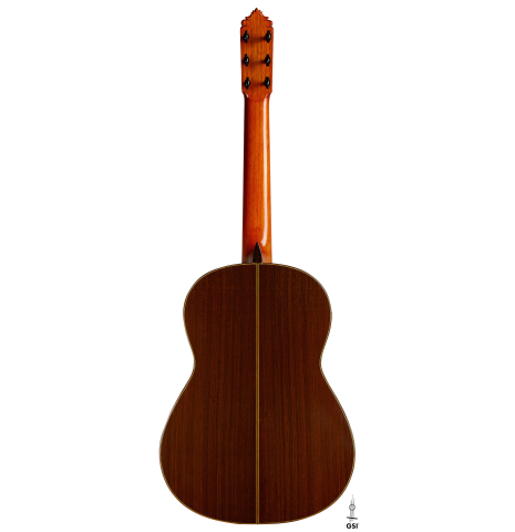 The back of a 1971 Jeronimo Pena Fernandez "Flamenco Negra" w/pegs made of spruce and Honduran rosewood