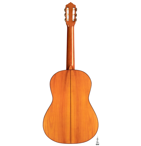 The back of a rare 1962 Daniel Friederich "Flamenco blanca" guitar made of spruce and cypress