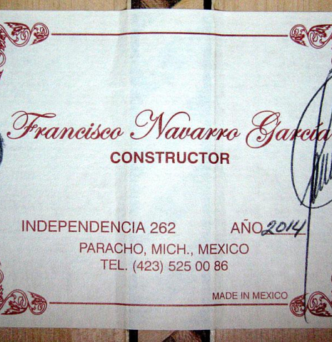 2014 Francisco Navarro Garcia "Reyes" SP/CY