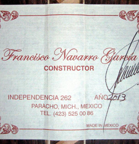 2013 Francisco Navarro Garcia "Reyes Negra" SP/PE
