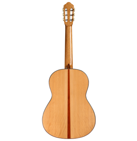 The back of a 2025 Darío García flamenco guitar made of spruce and cypress