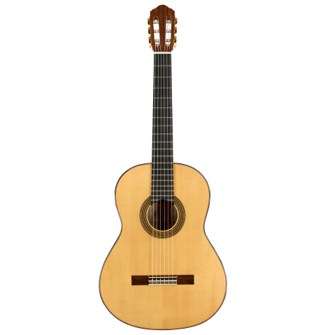 The front of a 2025 Darío García flamenco guitar made of spruce and cypress