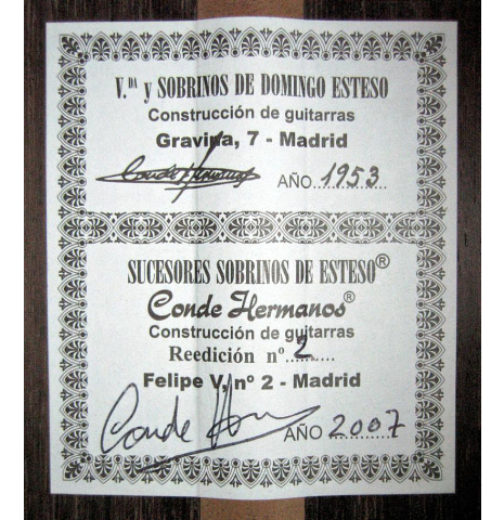 2007 Conde Hermanos &quot;1953 Re-edicion&quot; SP/IN