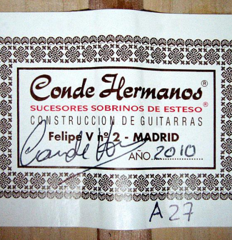 2010 Conde Hermanos "A 27" SP/CY