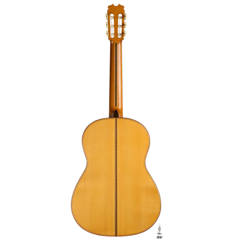 The back of a 2006 Conde Hermanos "Felipe V" flamenco guitar made of spruce and cypress